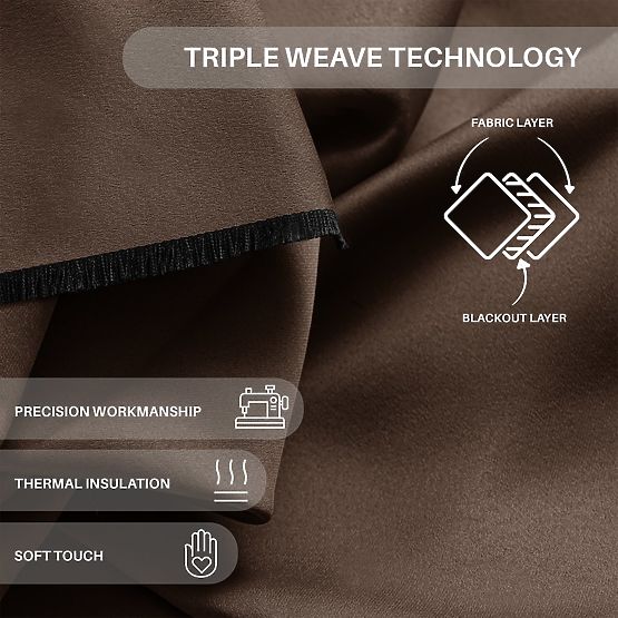 RESTILO závěs BLACKOUT barva hnědá, šerpa na sepnutí, klasický styl, stříbrné průchodky, materiál bl