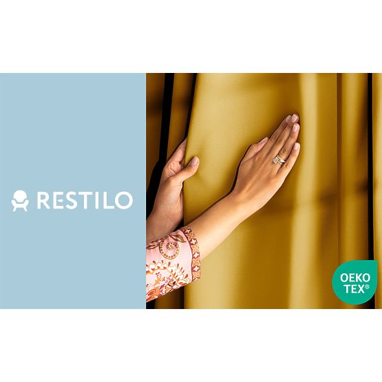 RESTILO závěs BLACKOUT barva hořčicová šerpa klasický styl stříbrné průchodky materiál