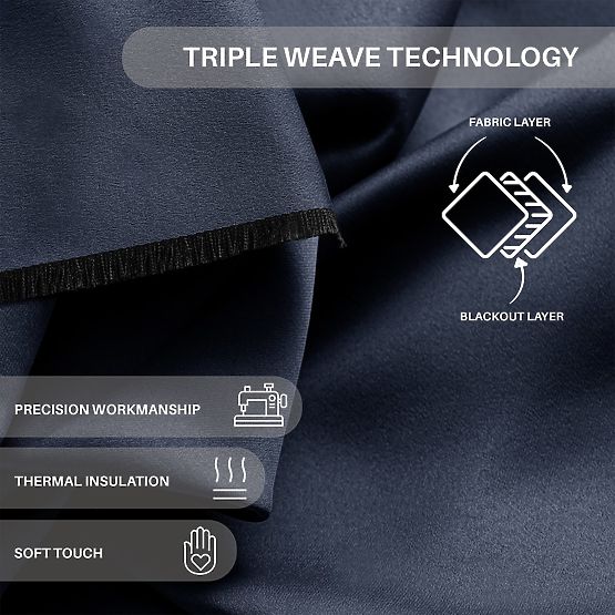 RESTILO závěs BLACKOUT barva indigo, klasický styl, stříbrné průchodky, materiál bla