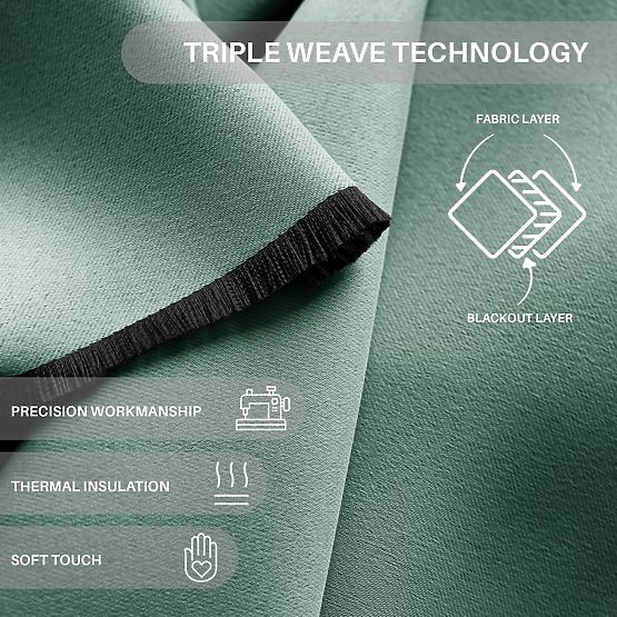 RESTILO závěs BLACKOUT barva mátová, klasický styl, stříbrné průchodky, materiál bl