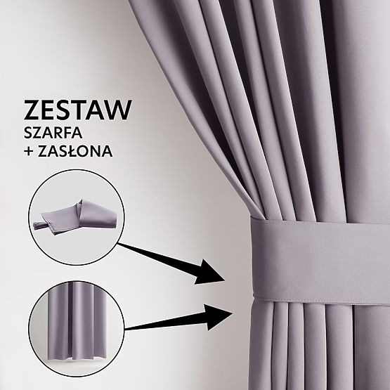 RESTILO závěs BLACKOUT barva pudrová růžová šerpa na sepnutí klasický styl stříbrné průchodky materi