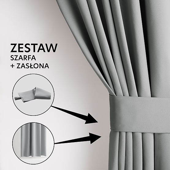 RESTILO závěs BLACKOUT barva šedá, šerpa, klasický styl, stříbrné průchodky, materiál blackout