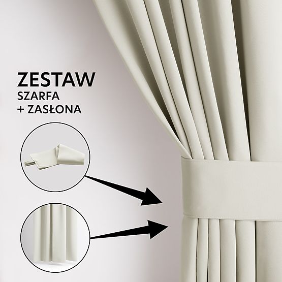 RESTILO závěs BLACKOUT krémová barva, klasický styl, stříbrné průchodky, materiál bl