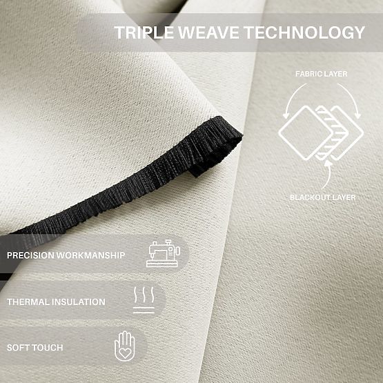 RESTILO závěs BLACKOUT krémová barva, klasický styl, stříbrné průchodky, materiál bl