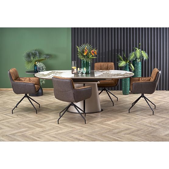 ROBINSON rozkládací stůl, béžový mramor / cappuccino / černý 