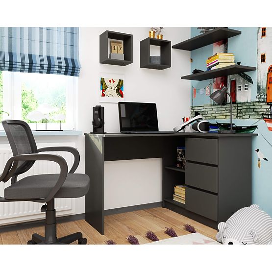 ROHOVÝ PSACÍ STŮL B16 CLP PRAVÝ PK ŠEDÝ