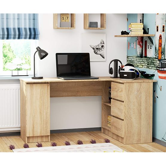 ROHOVÝ PSACÍ STŮL B20 155 cm PRAVÝ SONOMA