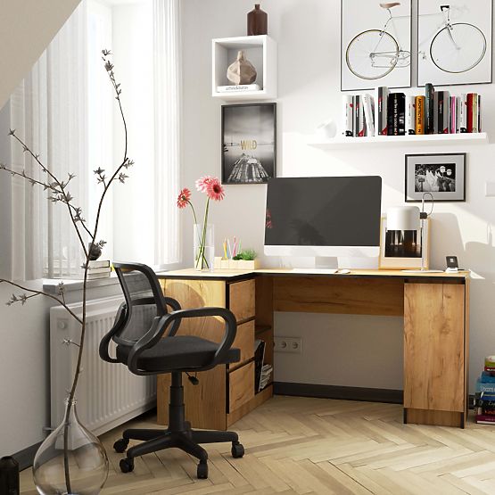 ROHOVÝ PSACÍ STŮL B20 CLP LEVOSTRANNÝ PK DUB CRAFT