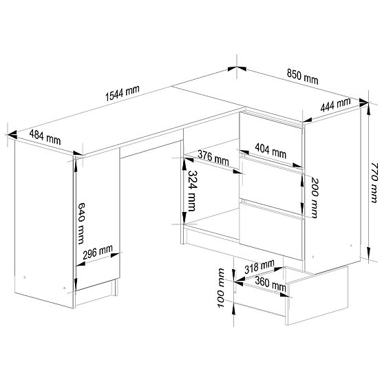 ROHOVÝ PSACÍ STŮL B20 CLP PRAVOSTRANNÝ SONOMA / BÍLÝ
