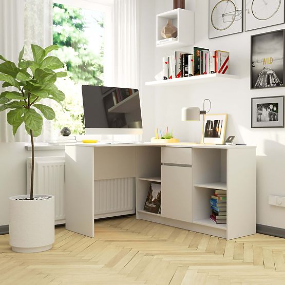 ROHOVÝ PSACÍ STŮL - SET B-17 KOMODA A PSACÍ STŮL PK BÍLÝ