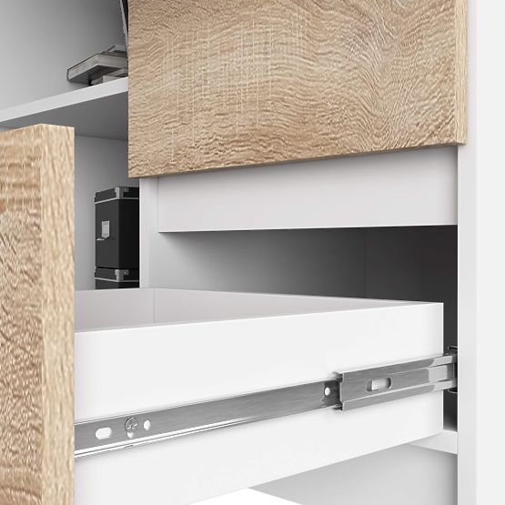 ROHOVÝ STŮL B16 124 cm PRAVÝ 3 ZÁSUVKY PK BÍLÁ / SONOMA