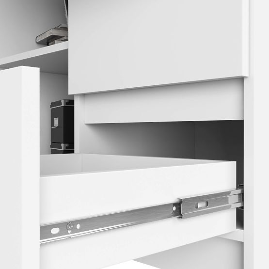 ROHOVÝ STŮL B16 124 cm PRAVÝ 3 ZÁSUVKY PK BÍLÝ