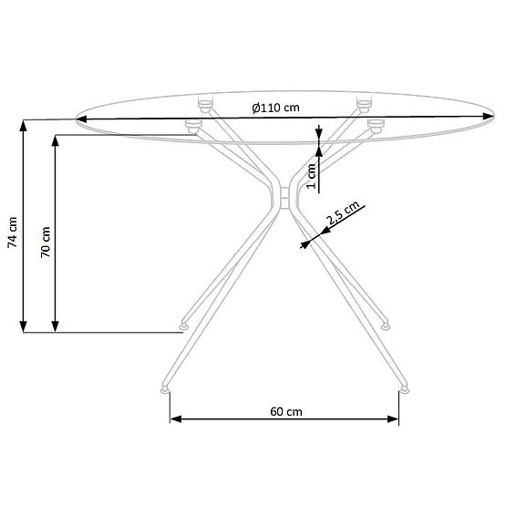 RONDO stůl, deska - bezbarvá, nohy - zlaté 