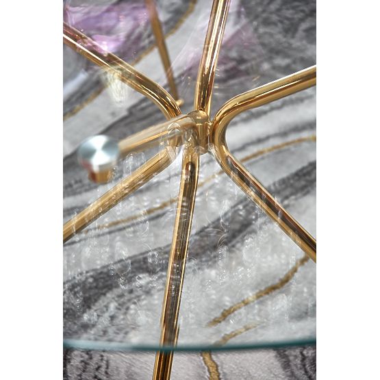 RONDO stůl, deska - bezbarvá, nohy - zlaté (2p=1ks)