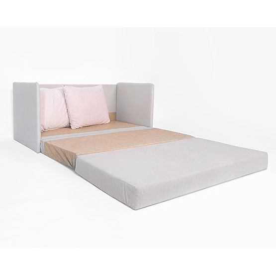 Rozkládací pohovka Jack - světle šedá / purdově růžová