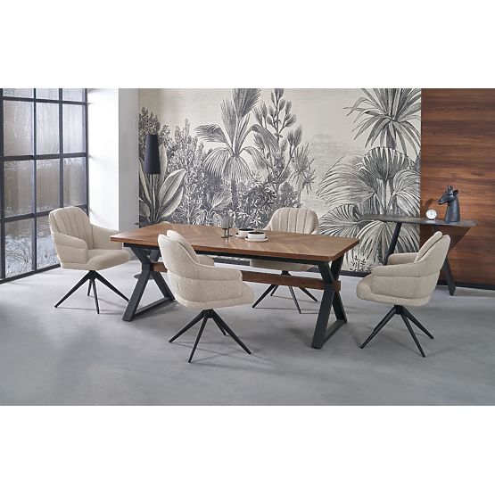 Rozkládací stůl BARON, ořechový / černý (2p=1ks)