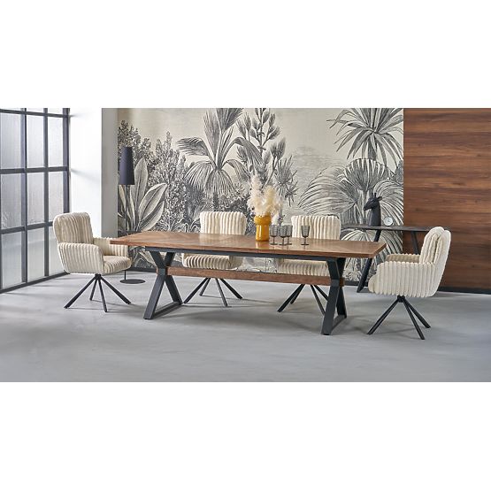 Rozkládací stůl BARON, ořechový / černý (2p=1ks)