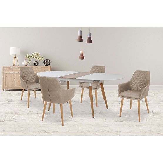 Rozkládací stůl CALIBER bílý / dub san remo (1p=1ks)