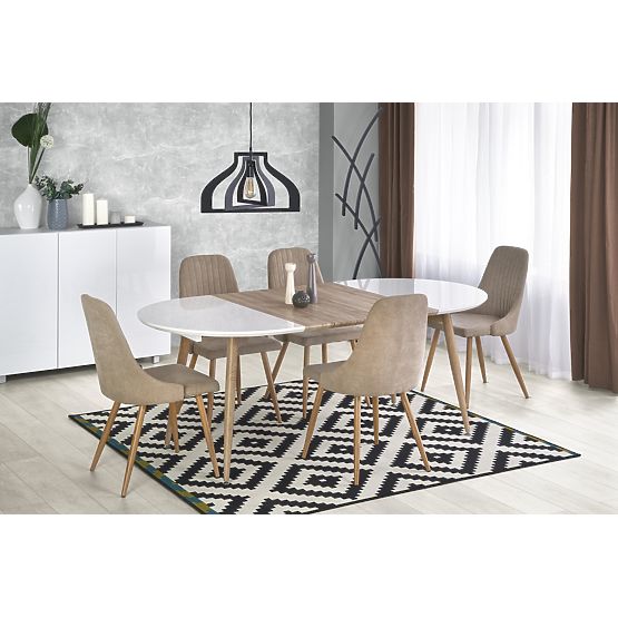 Rozkládací stůl EDWARD bílý / dub san remo (2p=1ks)