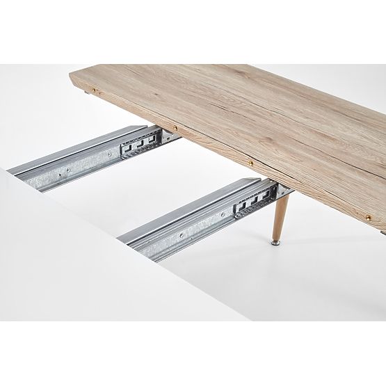 Rozkládací stůl EDWARD bílý / dub san remo 