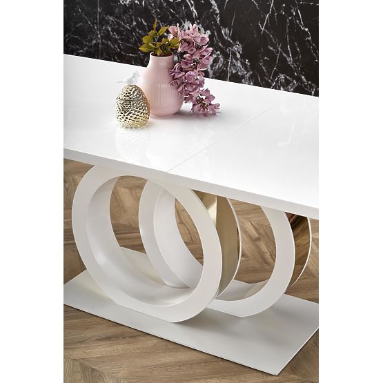 Rozkládací stůl GALARDO, bílý / zlatý 