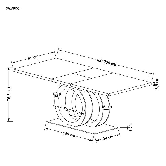 Rozkládací stůl GALARDO, bílý / zlatý (3p=1ks)