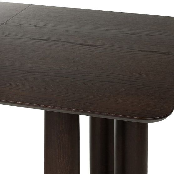Rozkládací stůl Loa 140-200 cm, dubová dýha, ořech, bukové dřevo, zaoblený