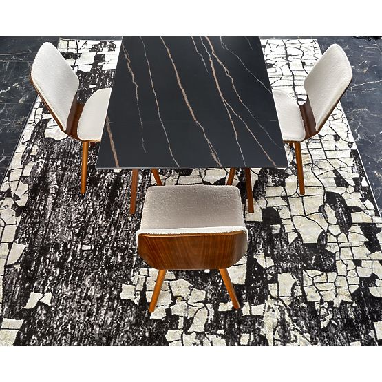 Rozkládací stůl LOZANO, černý mramor / ořech (2p=1ks)