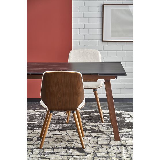 Rozkládací stůl LOZANO, černý mramor / ořech (2p=1ks)