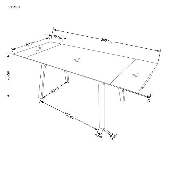 Rozkládací stůl LOZANO, černý mramor / ořech (2p=1ks)