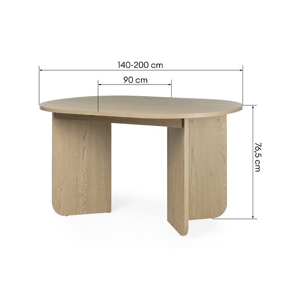 Rozkládací stůl Mou 140-200 cm, Dub Cremona Torro, oválná deska