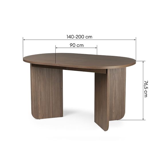 Rozkládací stůl Mou 140-200 cm, Ořech lincoln, oválná deska