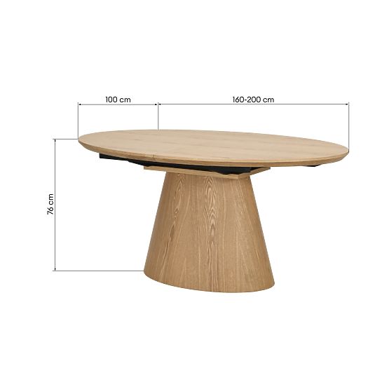 Rozkládací stůl Solan 160-200 cm, oválný, přírodní