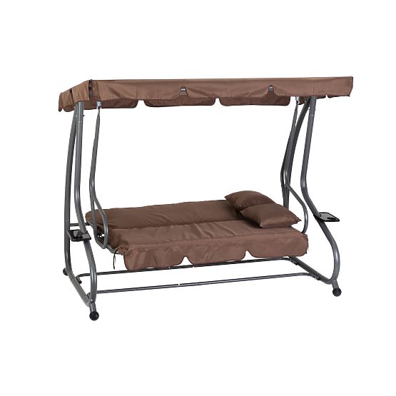 Rozkládací zahradní houpačka 2v1 s polštáři hnědá