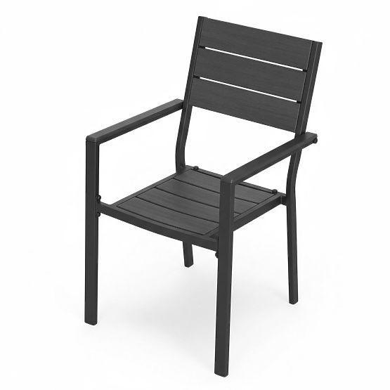Sada 2 zahradních židlí na terasu balkon ocel HDPE šedé MultiGarden