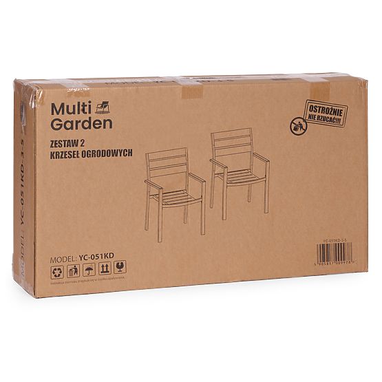 Sada 2 zahradních židlí na terasu balkon ocel HDPE šedé MultiGarden