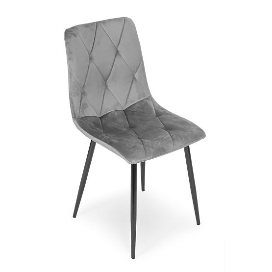 Sada 4 čalouněných sametových židlí do jídelny a obývacího pokoje - šedé