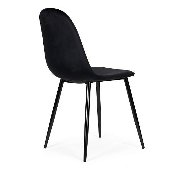 Sada 4 sametových židlí do jídelny a obývacího pokoje - černé