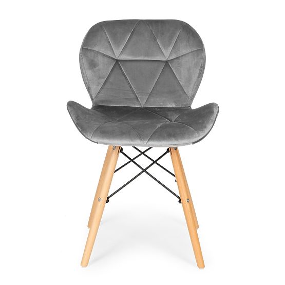 Sada 4 sametových židlí do jídelny a obývacího pokoje - šedé