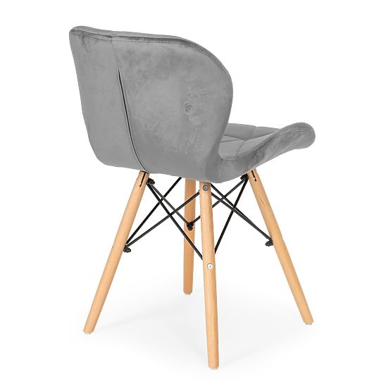 Sada 4 sametových židlí do jídelny a obývacího pokoje - šedé