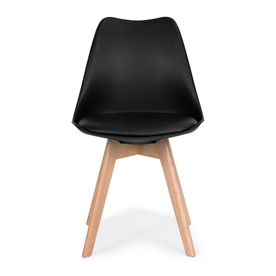 Sada 4 židlí do obývacího pokoje a jídelny s polštářem z ekokůže Černé ModernHome