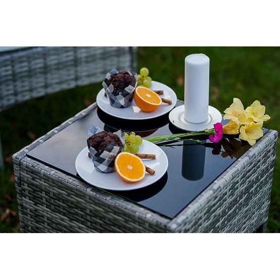 Sada balkonového nábytku (2 x křeslo + stolek) SANO šedý technoratan