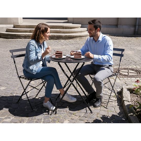 Sada balkonového nábytku (2 x skládací židle + stůl) SEMPLICI Ocel Černá