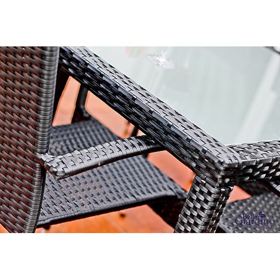 Sada jídelního nábytku z technoratanu (stůl 150×90 cm + 6 × židle) AVVICENTE, černá