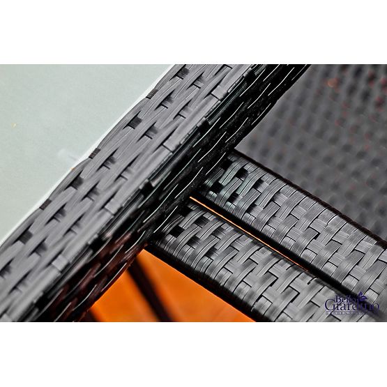 Sada jídelního nábytku z technoratanu (stůl 150×90 cm + 6 × židle) AVVICENTE, černá