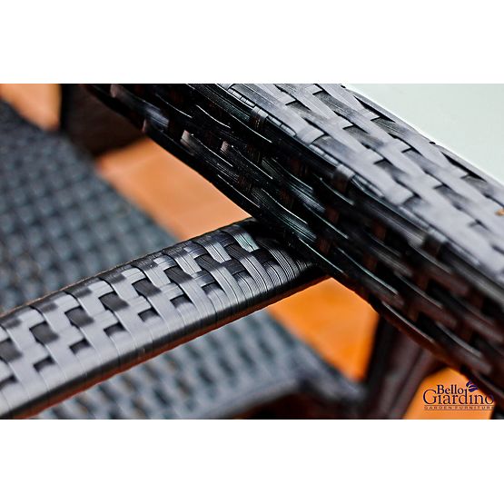 Sada jídelního nábytku z technoratanu (stůl 150×90 cm + 6 × židle) AVVICENTE, černá