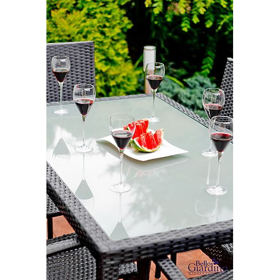 Sada jídelního nábytku z technoratanu (stůl 150x90cm + 6 židlí) AVVICENTE šedá