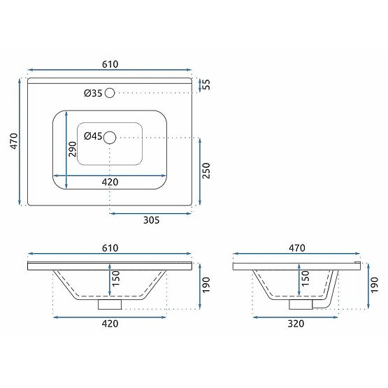 Sada koupelnového nábytku s umyvadlem Astor 60 cm Bílá