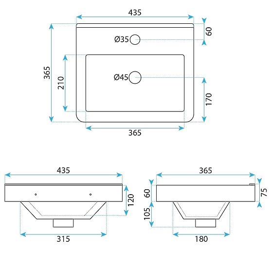 Sada koupelnového nábytku s umyvadlem Molly 40 cm Šedá