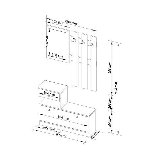 SADA NÁBYTKU DO PŘEDSÍNĚ BÍLÁ